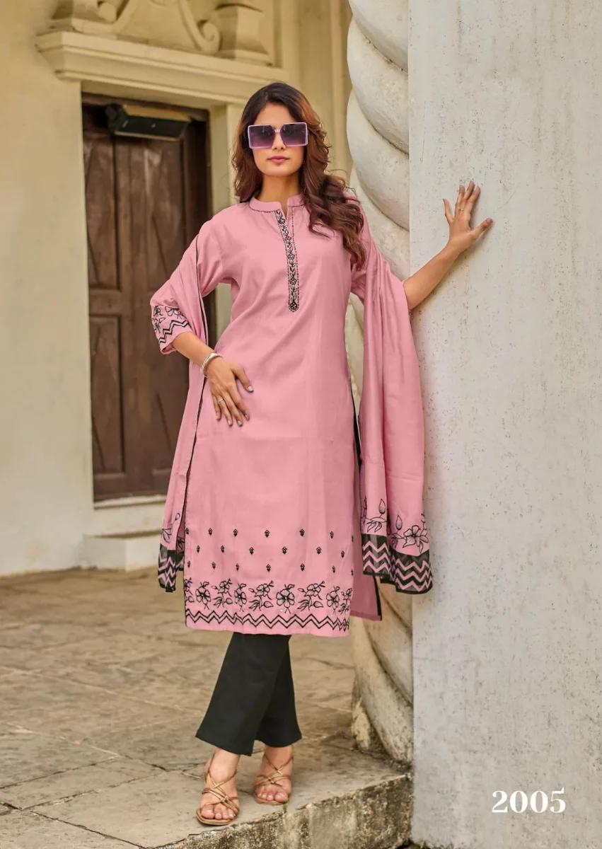 3 piece hot pink kurti set - Hot Pink