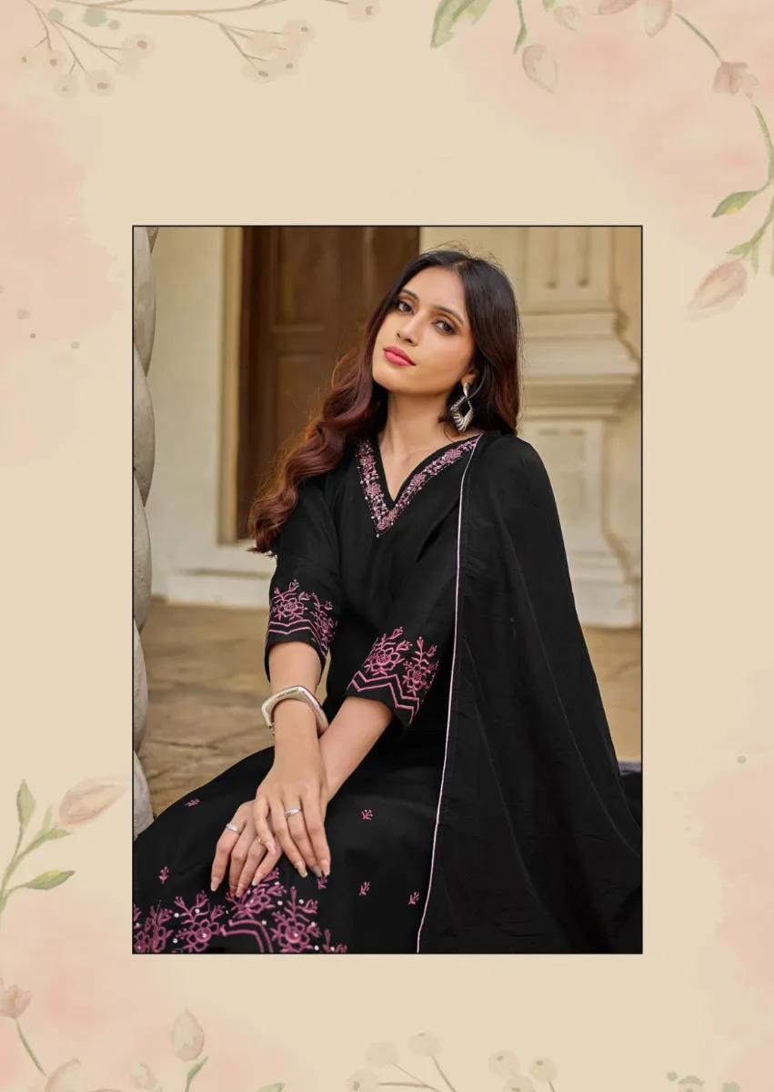 Black 3 piece kurti set - Black