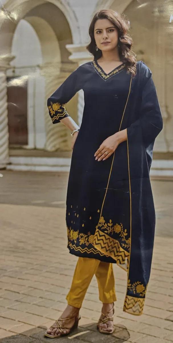 Blue 3 piece kurti set - Blue