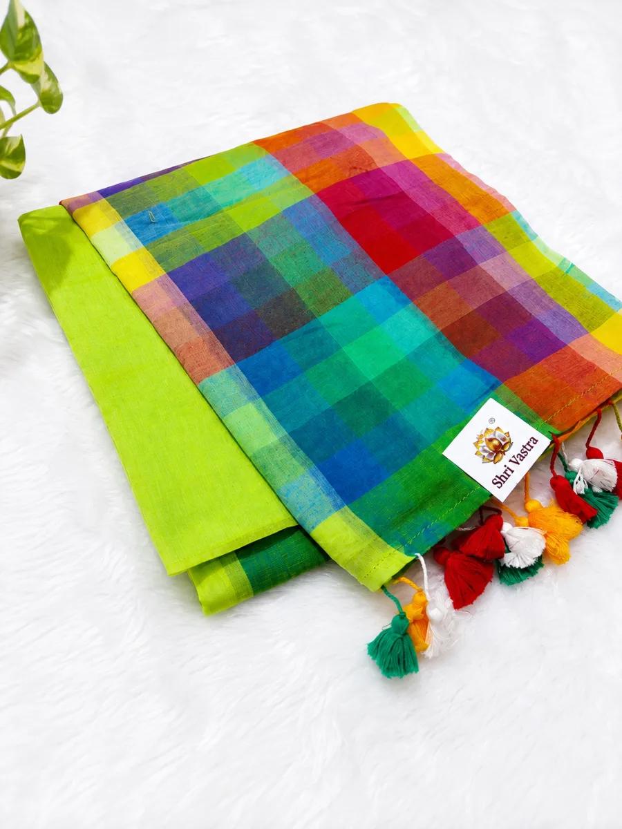 Mutli color mul cotton saree - Multicolor