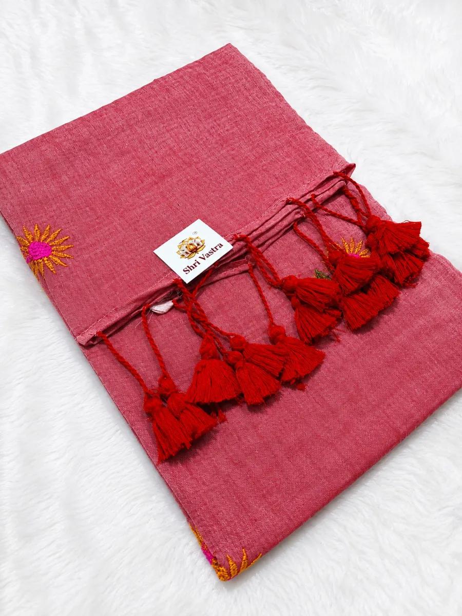 Mull cotton saree peach - Peach